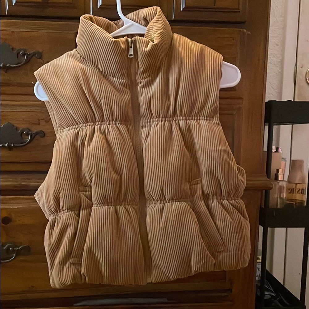 Tan Corduroy Puffer Vest